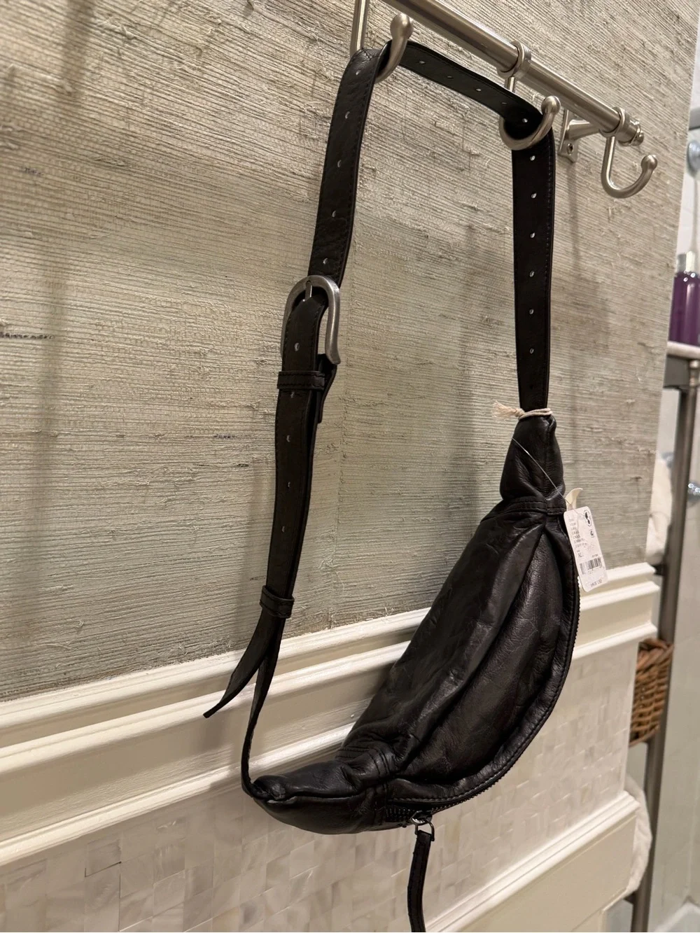 NWT new free people Ana adorned studded leather sling bag black purse